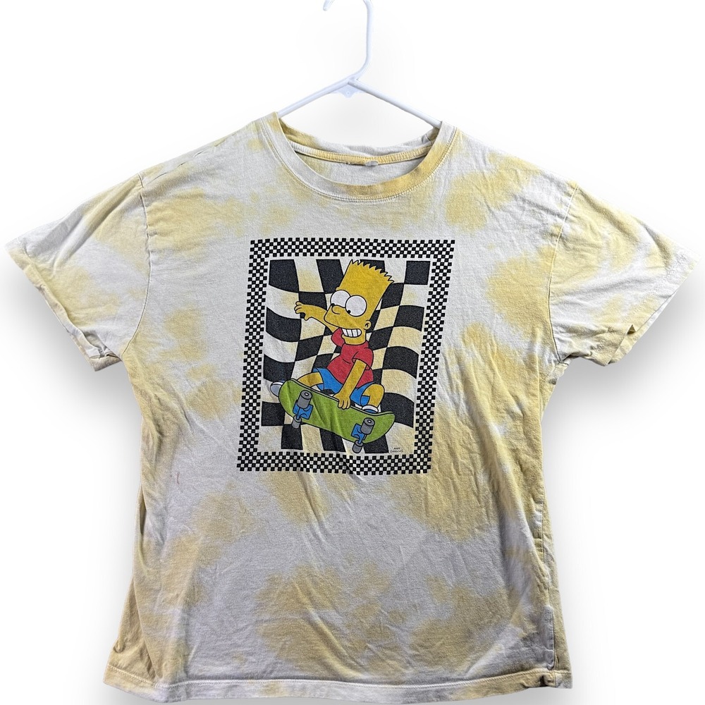 The Simpsons Women Bart Simpson Skateboard Yellow Tie Dye T-Shirt Medium